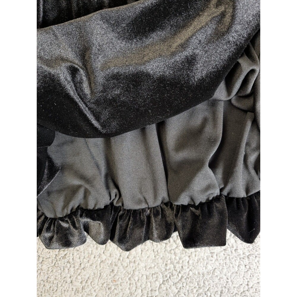 VTG 90s City Triangles Babydoll Mini Dress Womens Sz XL Black Velvet Whimsygoth - Picture 9 of 12